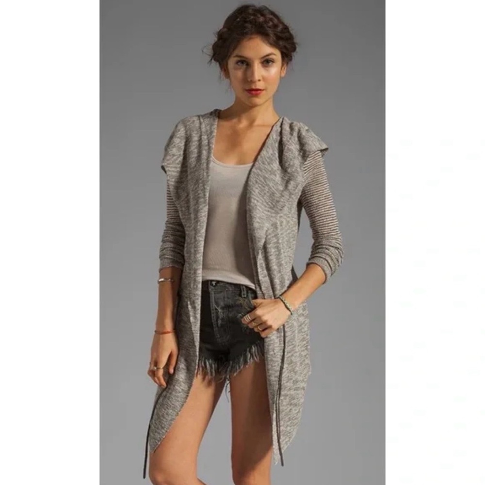 Free People Deep Purple Hooded Cardigan